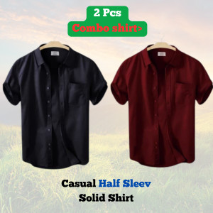 Combo Men's Stylish Half Sleev Casual Solid Shirt