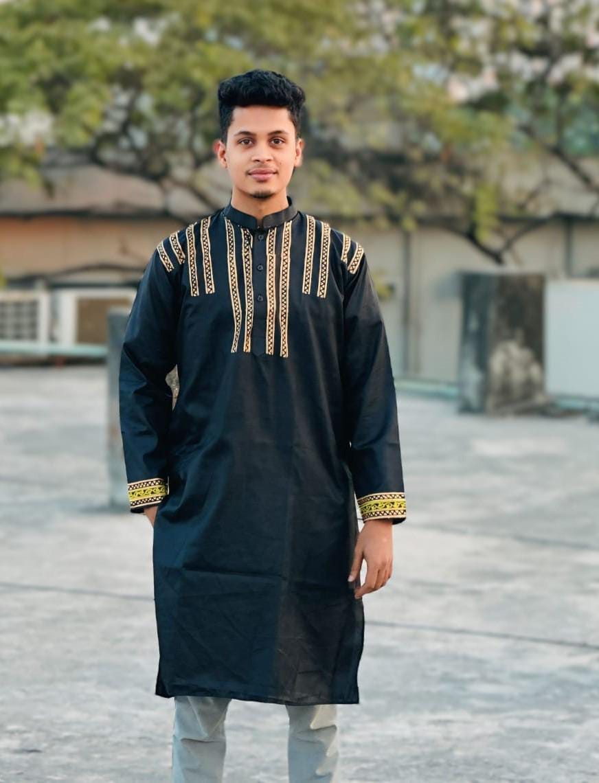 ব্লক প্রিন্ট ধুপিয়ান সিল্ক পাঞ্জাবি